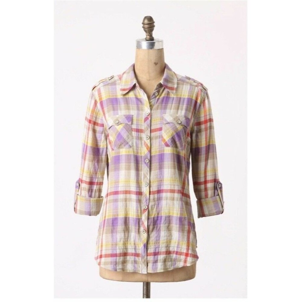 Postmark Anthropologie Fairweather Plaid Top